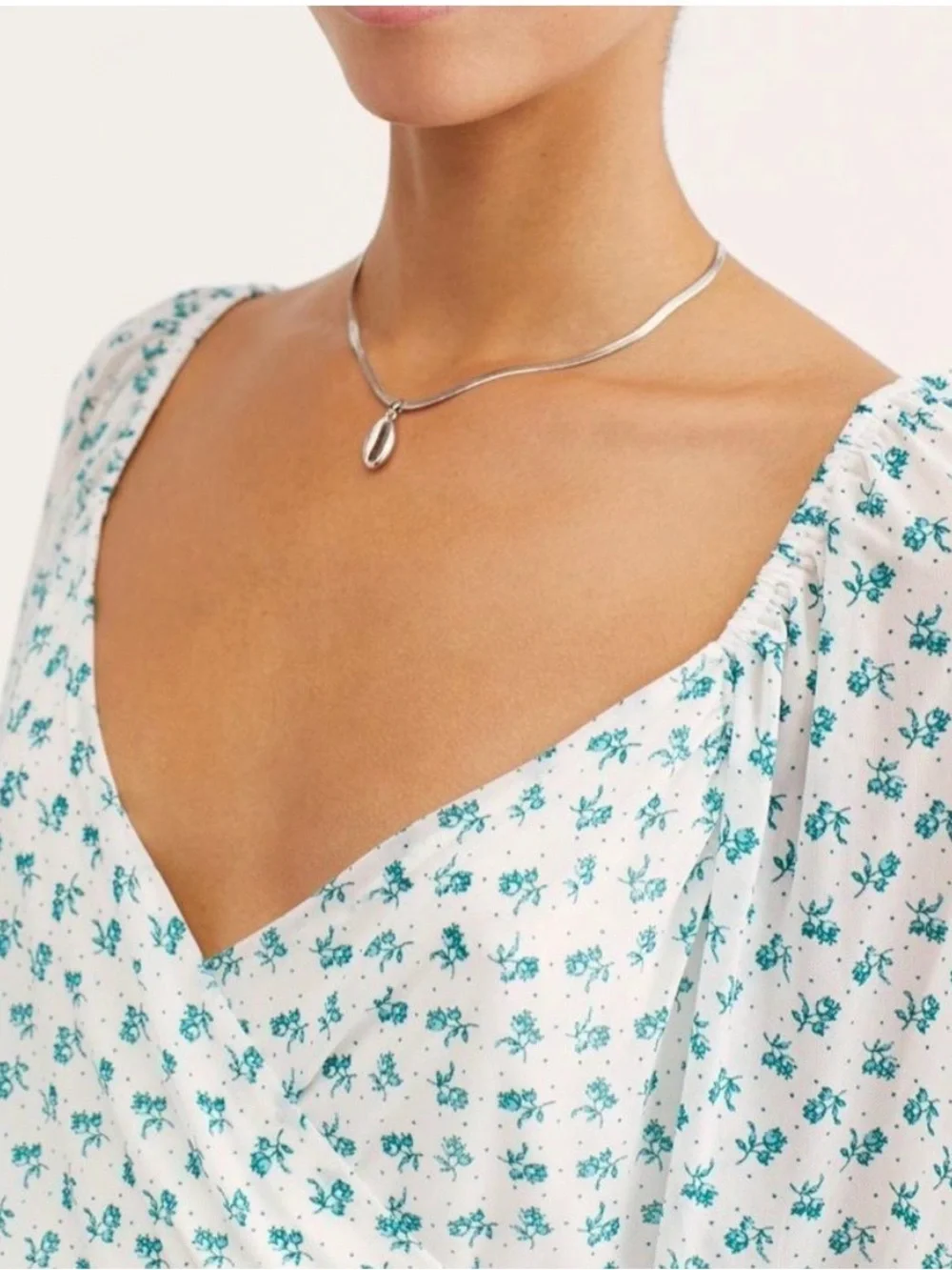 Free People Sweetie Pie Floral Sheer mesh Wrap Top green floral